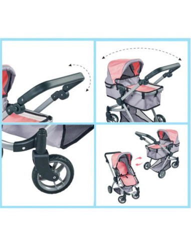 WOOPIE ROYAL Wózek dla Lalek 2w1 Gondola Spacerówka Regulacja