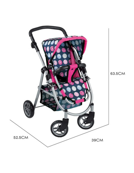 WOOPIE Wózek dla Lalek Regulowane Siedzisko  4 Koła