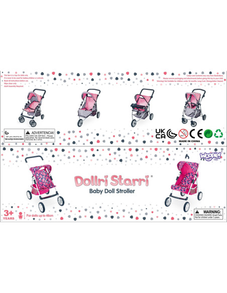 WOOPIE Wózek dla Lalek Regulowane Siedzisko  4 Koła