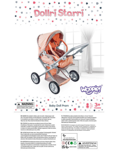 WOOPIE ROYAL Wózek dla Lalek 4w1 Nosidełko Blokowane Kółka