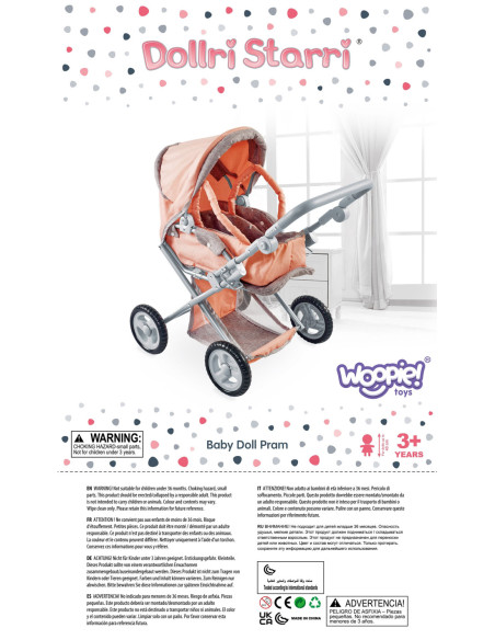 WOOPIE ROYAL Wózek dla Lalek 4w1 Nosidełko Blokowane Kółka