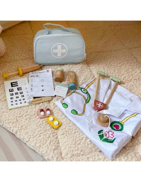 TOOKY TOY Drewniany Zestaw Małego Lekarza Doktora w Walizce z Akcesoriami