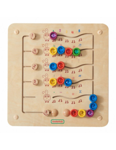 MASTERKIDZ Kolorowe Gąsieniczki Nauka Liczb i Ilości - Tablica Ścienna Edukacyjna Montessori