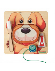 MASTERKIDZ Nauka Zdrowej Higieny Jamy Ustnej Pieska - Tablica Ścienna Edukacyjna Montessori