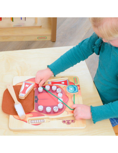 MASTERKIDZ Nauka Zdrowej Higieny Jamy Ustnej Pieska - Tablica Ścienna Edukacyjna Montessori