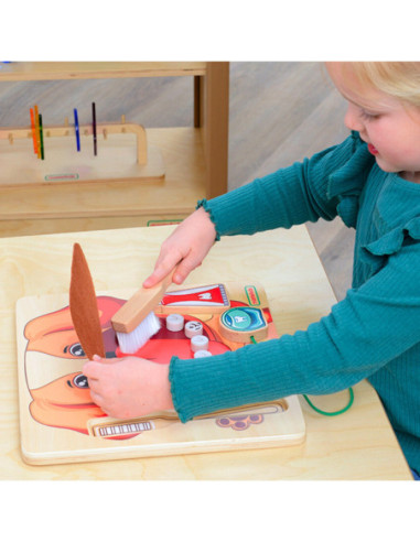 MASTERKIDZ Nauka Zdrowej Higieny Jamy Ustnej Pieska - Tablica Ścienna Edukacyjna Montessori