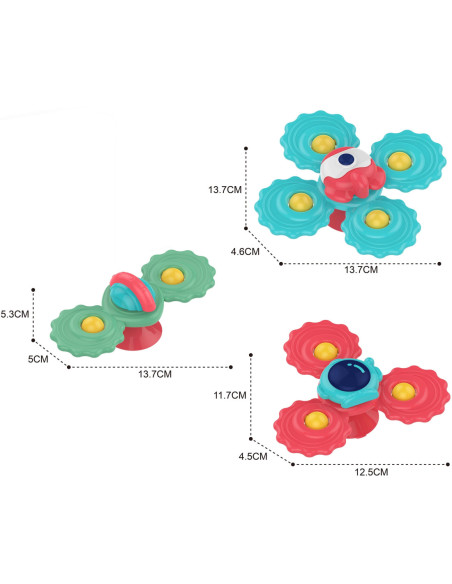 WOOPIE BABY Gryzak Spinner Wirujący z Przyssawką Zestaw 3 szt_20SZT