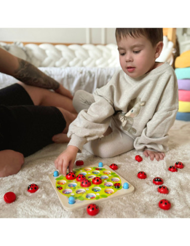 WOOPIE GREEN Memory Drewniana Gra pamięciowa Edukacyjna Układanka Biedronka