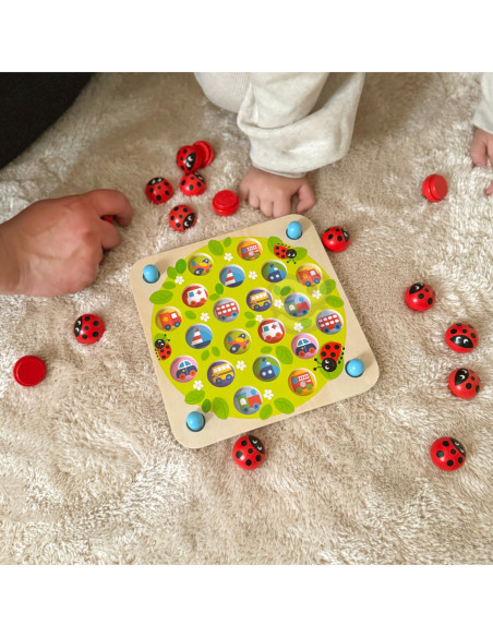 WOOPIE GREEN Memory Drewniana Gra pamięciowa Edukacyjna Układanka Biedronka