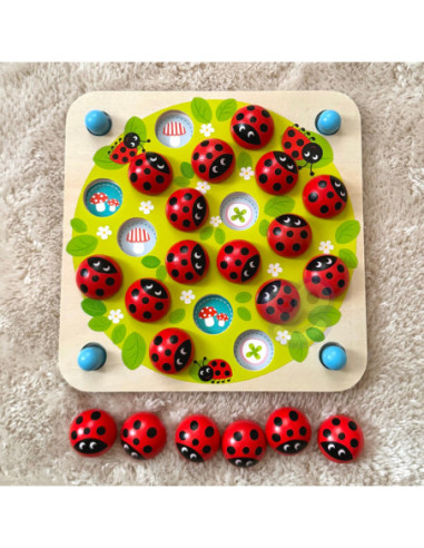 WOOPIE GREEN Memory Drewniana Gra pamięciowa Edukacyjna Układanka Biedronka