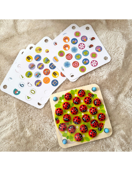 WOOPIE GREEN Memory Drewniana Gra pamięciowa Edukacyjna Układanka Biedronka