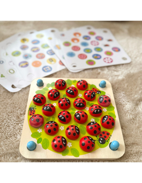 WOOPIE GREEN Memory Drewniana Gra pamięciowa Edukacyjna Układanka Biedronka