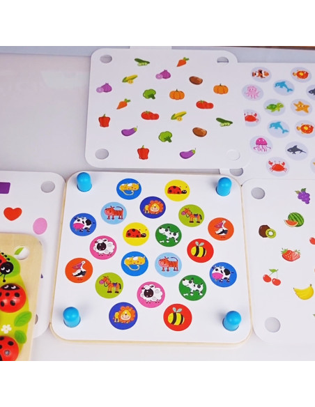 WOOPIE GREEN Memory Drewniana Gra pamięciowa Edukacyjna Układanka Biedronka