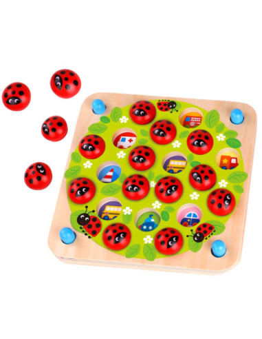 WOOPIE GREEN Memory Drewniana Gra pamięciowa Edukacyjna Układanka Biedronka