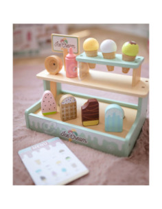 WOOPIE GREEN Drewniana Lodziarnia Zestaw z Lodami Stragan 16 EL 2