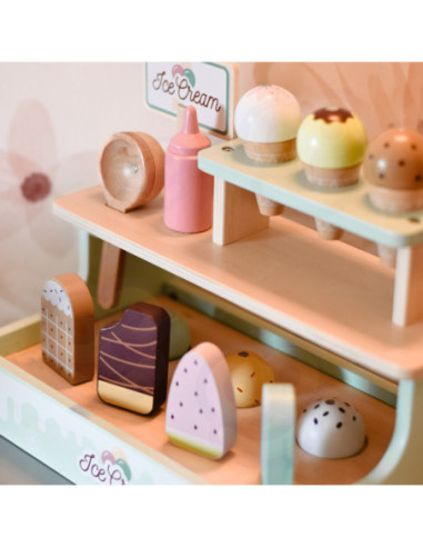 WOOPIE GREEN Drewniana Lodziarnia Zestaw z Lodami Stragan 16 EL