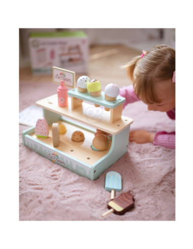 WOOPIE GREEN Drewniana Lodziarnia Zestaw z Lodami Stragan 16 EL