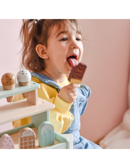 WOOPIE GREEN Drewniana Lodziarnia Zestaw z Lodami Stragan 16 EL