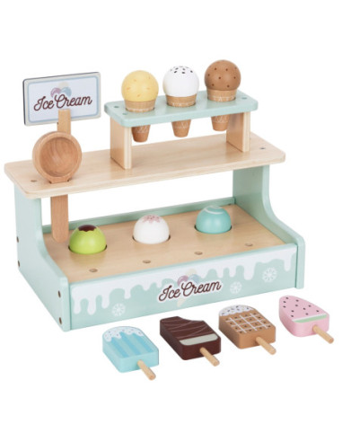 WOOPIE GREEN Drewniana Lodziarnia Zestaw z Lodami Stragan 16 EL