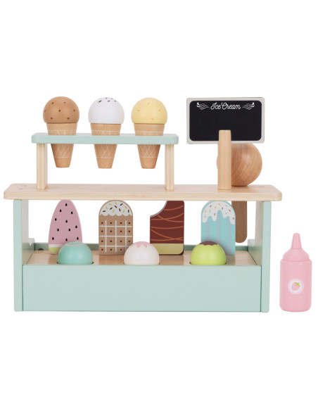 WOOPIE GREEN Drewniana Lodziarnia Zestaw z Lodami Stragan 16 EL