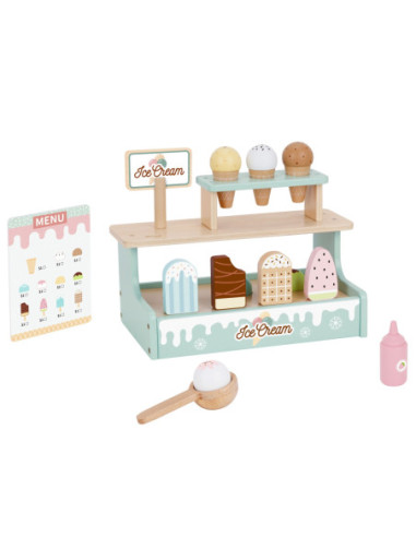 WOOPIE GREEN Drewniana Lodziarnia Zestaw z Lodami Stragan 16 EL