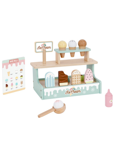 WOOPIE GREEN Drewniana Lodziarnia Zestaw z Lodami Stragan 16 EL