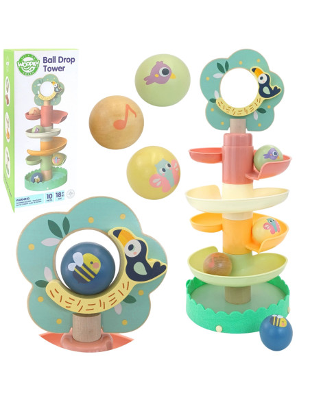 WOOPIE GREEN Drewniany Kulodrom Tor Kulkowy 6EL Sensoryczne Edukacyjny