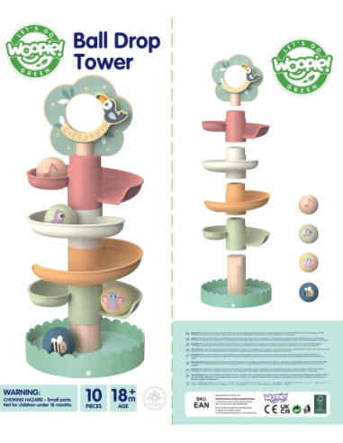 WOOPIE GREEN Drewniany Kulodrom Tor Kulkowy 6EL Sensoryczne Edukacyjny