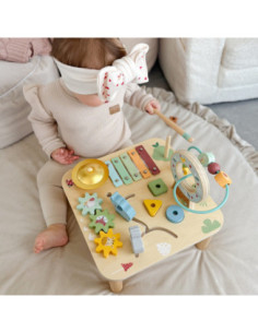 WOOPIE GREEN Drewniany Stolik Edukacyjny Muzyczny Labirynt Sensoryczny 5W1 2