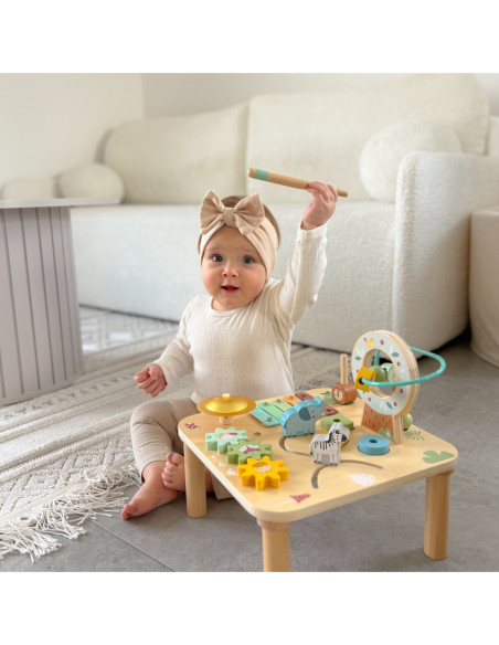 WOOPIE GREEN Drewniany Stolik Edukacyjny Muzyczny Labirynt Sensoryczny 5W1