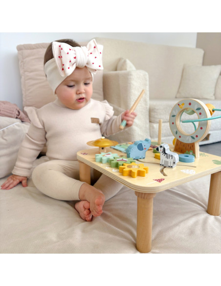 WOOPIE GREEN Drewniany Stolik Edukacyjny Muzyczny Labirynt Sensoryczny 5W1