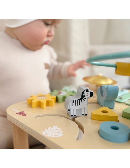 WOOPIE GREEN Drewniany Stolik Edukacyjny Muzyczny Labirynt Sensoryczny 5W1