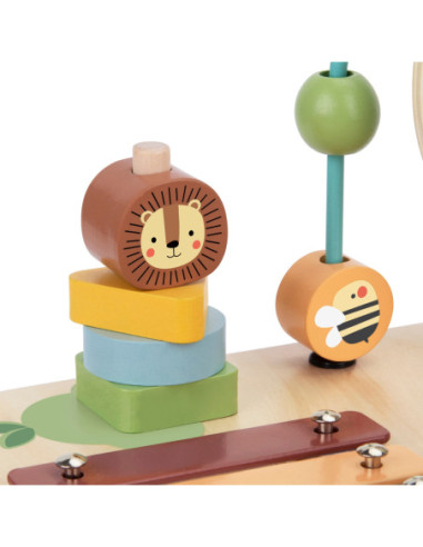 WOOPIE GREEN Drewniany Stolik Edukacyjny Muzyczny Labirynt Sensoryczny 5W1