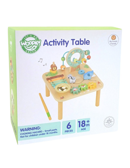 WOOPIE GREEN Drewniany Stolik Edukacyjny Muzyczny Labirynt Sensoryczny 5W1