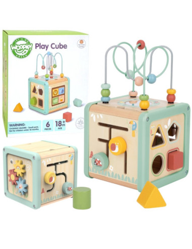 WOOPIE GREEN Drewniana Kostka Aktywności Multifunkcyjna Edukacyjna Sorter