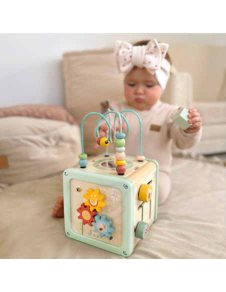 WOOPIE GREEN Drewniana Kostka Aktywności Multifunkcyjna Edukacyjna Sorter