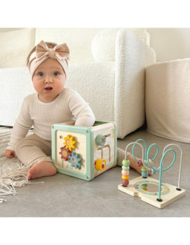 WOOPIE GREEN Drewniana Kostka Aktywności Multifunkcyjna Edukacyjna Sorter