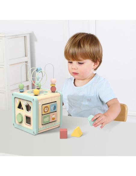 WOOPIE GREEN Drewniana Kostka Aktywności Multifunkcyjna Edukacyjna Sorter