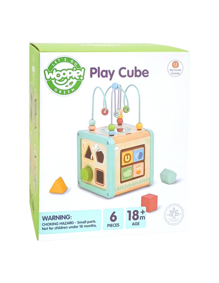 WOOPIE GREEN Drewniana Kostka Aktywności Multifunkcyjna Edukacyjna Sorter