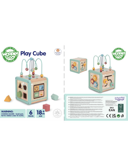 WOOPIE GREEN Drewniana Kostka Aktywności Multifunkcyjna Edukacyjna Sorter