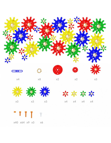 Masterkidz Zestaw kolorowych trybików i kół zębatych 198 elemenów