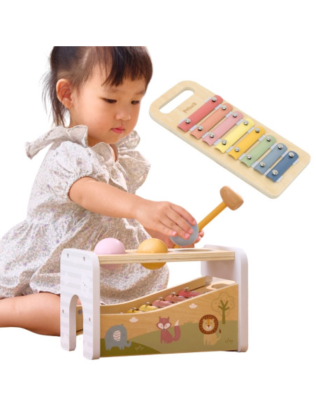 VIGA Drewniany Zestaw Wybijanka + Cymbałki 2w1