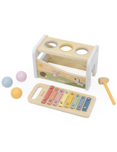 VIGA Drewniany Zestaw Wybijanka + Cymbałki 2w1