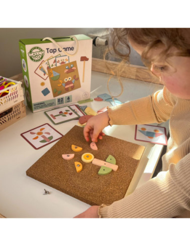 WOOPIE GREEN Drewniana Przybijanka z Młotkiem Układanka 20 wzorów 82 el.