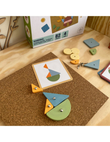 WOOPIE GREEN Drewniana Przybijanka z Młotkiem Układanka 20 wzorów 82 el.