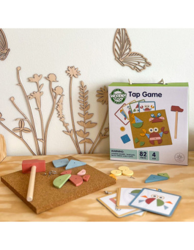 WOOPIE GREEN Drewniana Przybijanka z Młotkiem Układanka 20 wzorów 82 el.