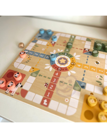 WOOPIE GREEN Gry Planszowe  Logiczne 2w1 Ludo Chińczyk + Uwolnij Zwierzątka