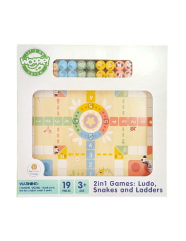 WOOPIE GREEN Gry Planszowe  Logiczne 2w1 Ludo Chińczyk + Uwolnij Zwierzątka