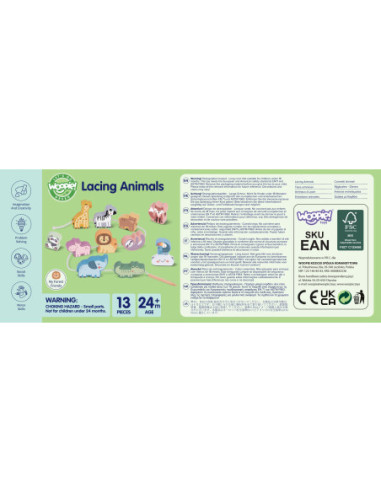 WOOPIE GREEN Drewniana Nawlekanka Klocki Przeplatanka ZOO Montessori13 EL