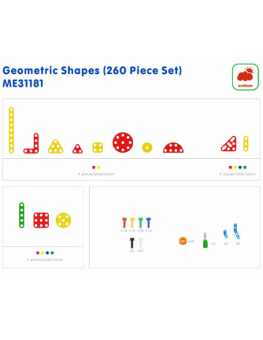 MASTERKIDZ Zestaw Geometrycznych Kształtów Klocków do Paneli Ściennych STEM 260 el.